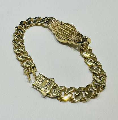 10K GOLD MEDUSA HEAD CUBAN LINK CHAIN BRACELET- 15.0gm    8"