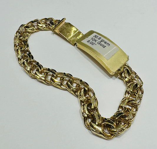 10K GOLD CHINO LINK CHAIN BRACELET- 30.7gm    8"