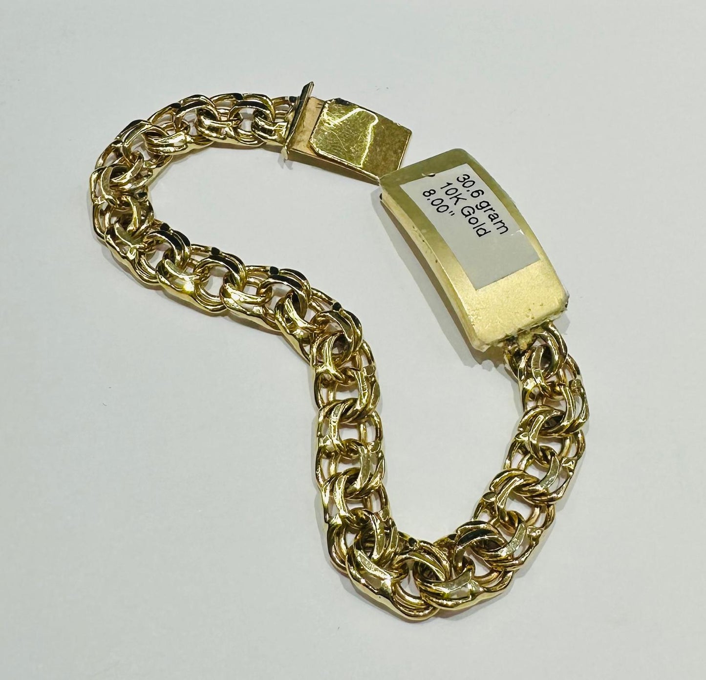 10K GOLD CHINO LINK CHAIN BRACELET- 30.7gm    8"