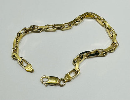 10K GOLD ANCHOR CABLE LINK CHAIN BRACELET- 17.9gm    8"