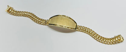 10K GOLD FANCY CHINO LINK CHAIN ID BRACELET- 28.9gm    8.5"