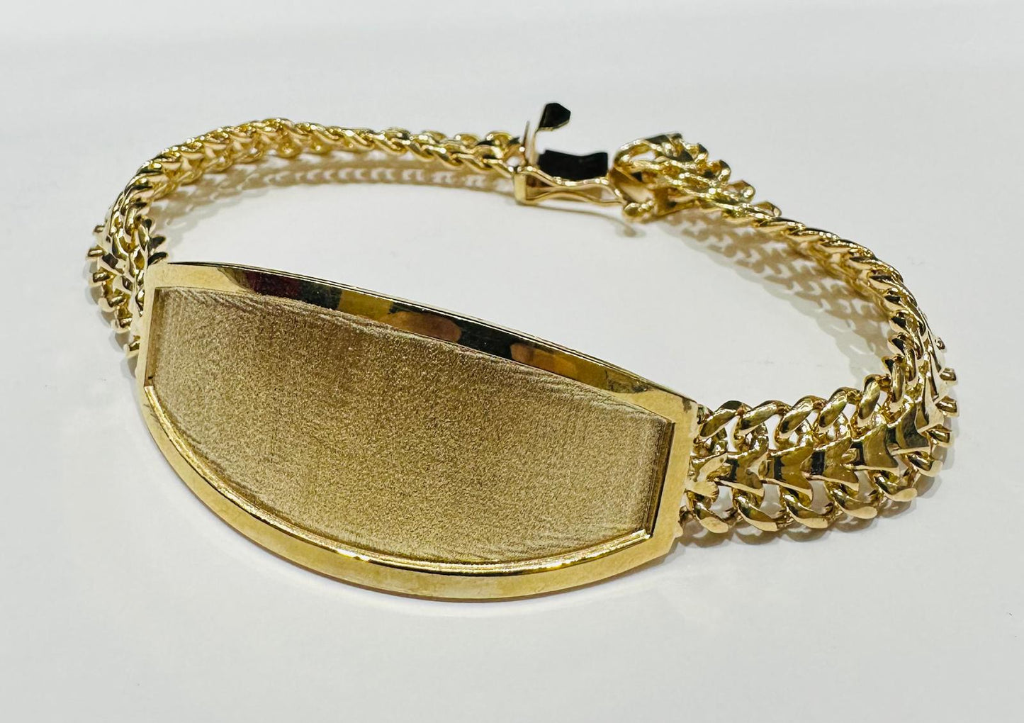 10K GOLD FANCY CHINO LINK CHAIN ID BRACELET- 28.9gm    8.5"