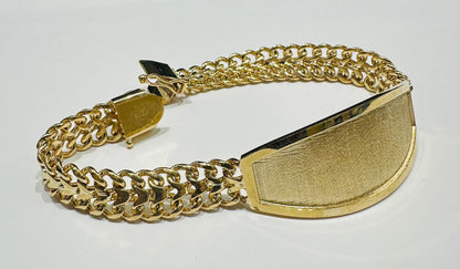 10K GOLD FANCY CHINO LINK CHAIN ID BRACELET- 28.9gm    8.5"