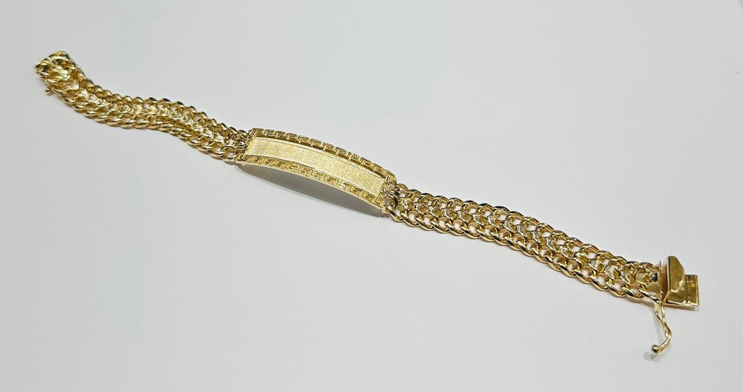 10K GOLD FANCY CHINO LINK CHAIN ID BRACELET- 26gm    8"