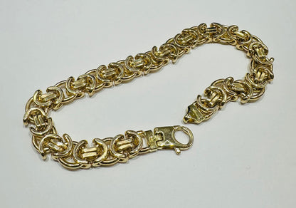 10K GOLD FLAT BYZANTINE CHANEL LINK BRACELET- 45.9gm    9"