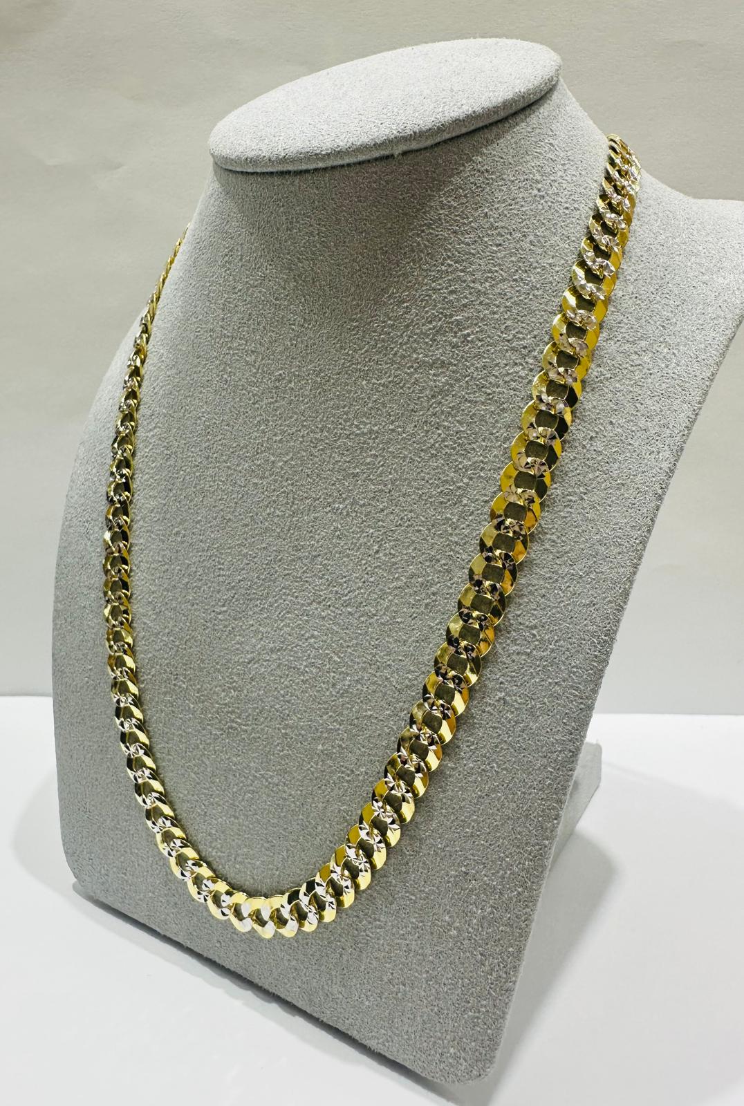 10K GOLD DIAMOND CUT CUBAN LINK CHAIN-  25.3gm    22"     6.45mm