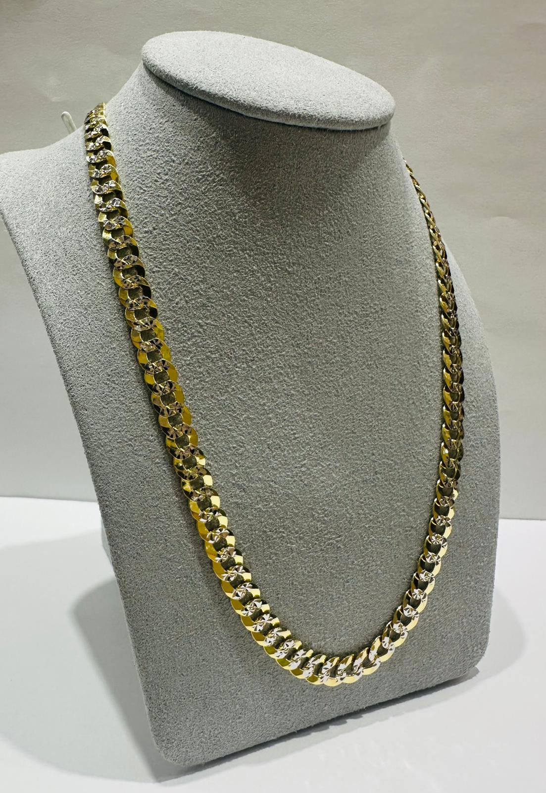10K GOLD DIAMOND CUT CUBAN LINK CHAIN-  25.3gm    22"     6.45mm