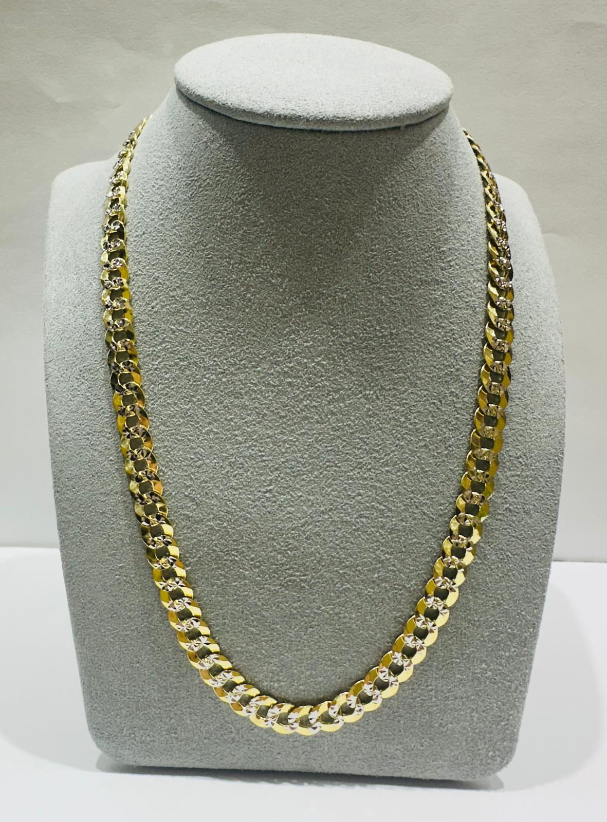 10K GOLD DIAMOND CUT CUBAN LINK CHAIN-  25.3gm    22"     6.45mm