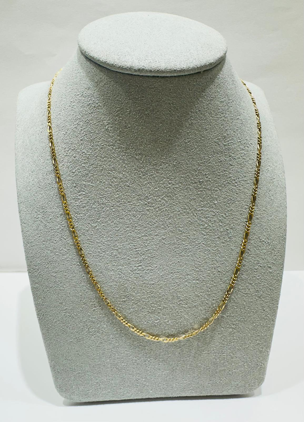 10K GOLD FIGARO LINK CHAIN-  3.9gm    22"     1.50mm