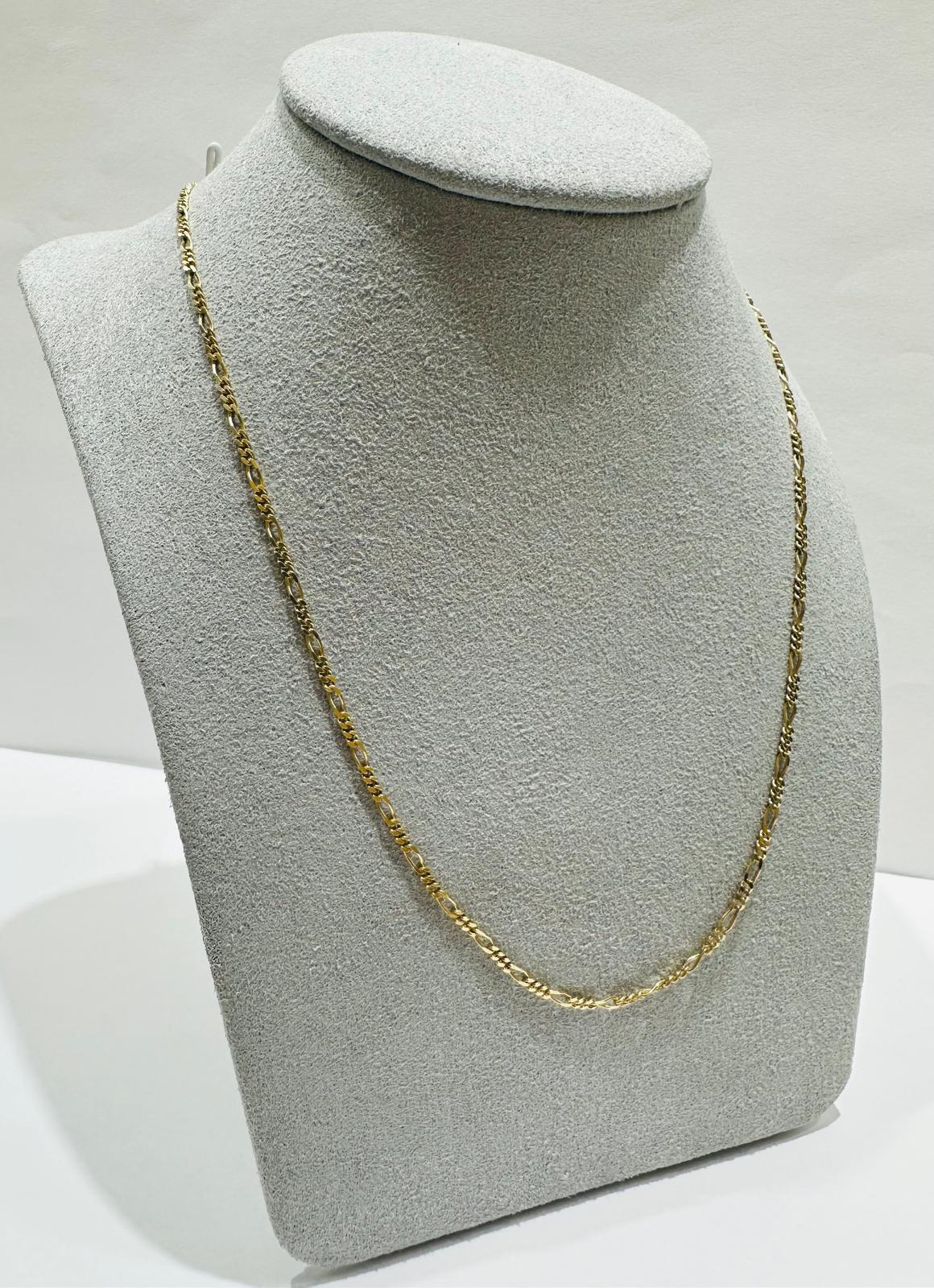 10K GOLD FIGARO LINK CHAIN-  3.9gm    22"     1.50mm