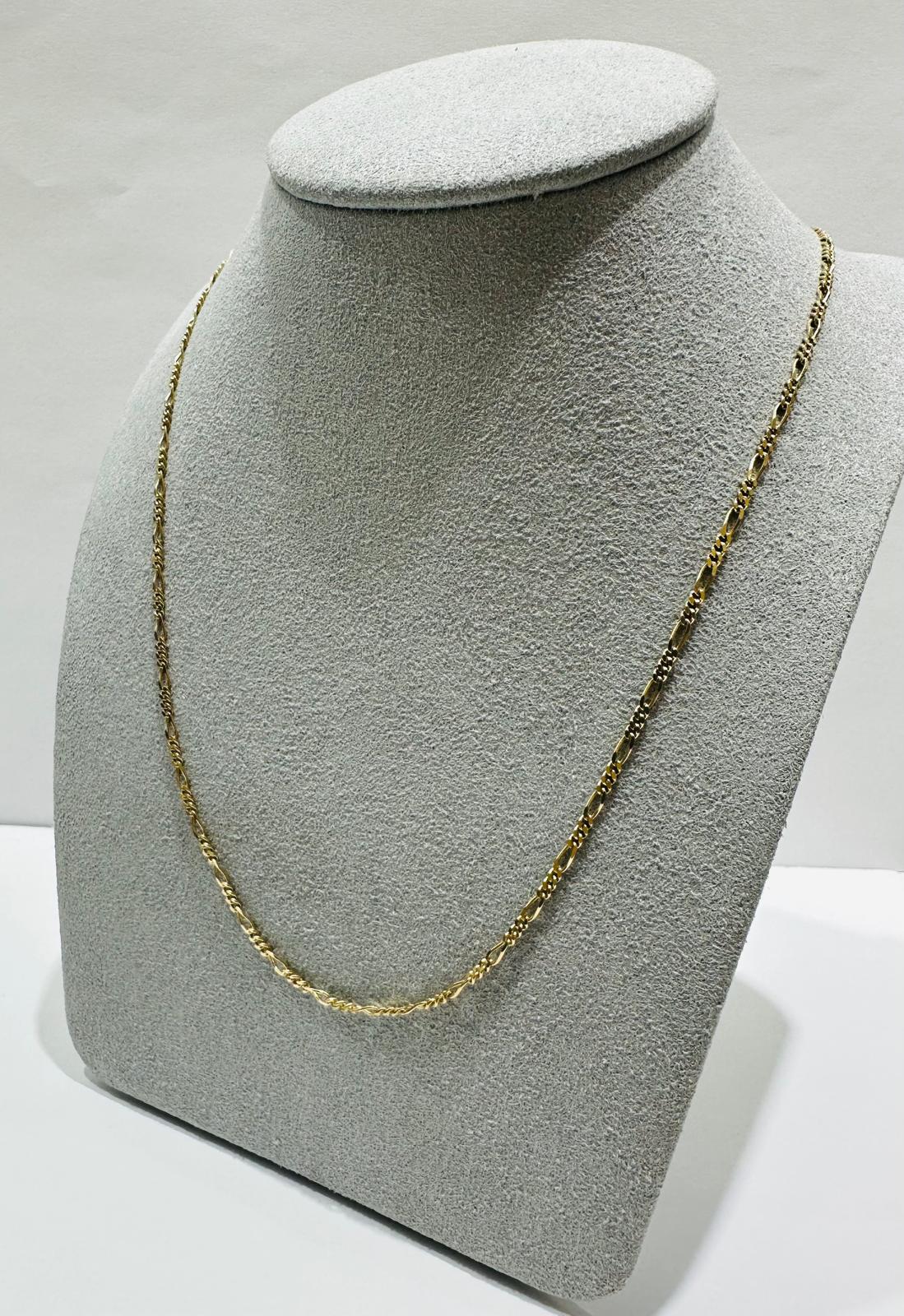 10K GOLD FIGARO LINK CHAIN-  3.9gm    22"     1.50mm