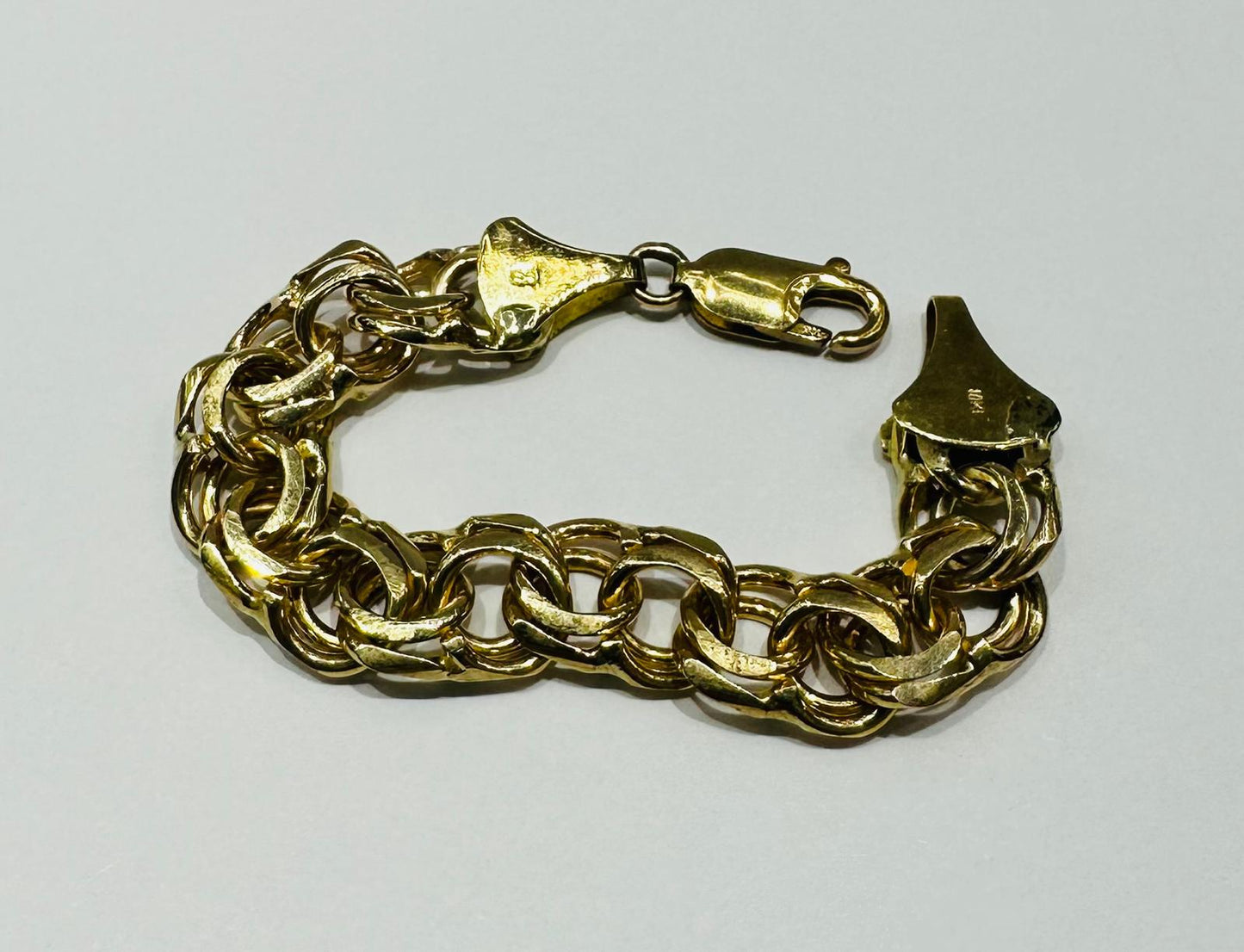 10K GOLD CHINO LINK CHAIN BABY BRACELET-  10.9gm    4"    8.90mm