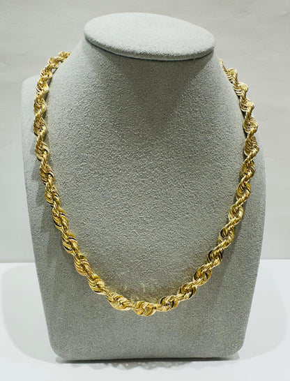 10K GOLD ROPE CHAIN NECKLACE-  14.1gm    20"    6.83mm