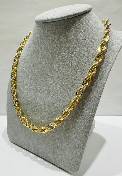 10K GOLD ROPE CHAIN NECKLACE-  14.1gm    20"    6.83mm