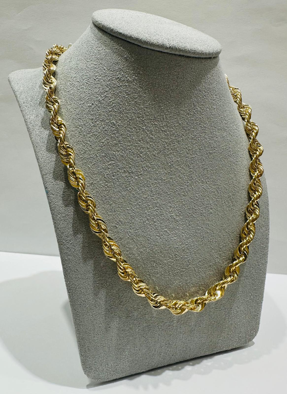 10K GOLD ROPE CHAIN NECKLACE-  14.1gm    20"    6.83mm