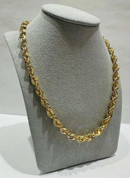 10K GOLD ROPE CHAIN NECKLACE-  14.1gm    20"    6.83mm