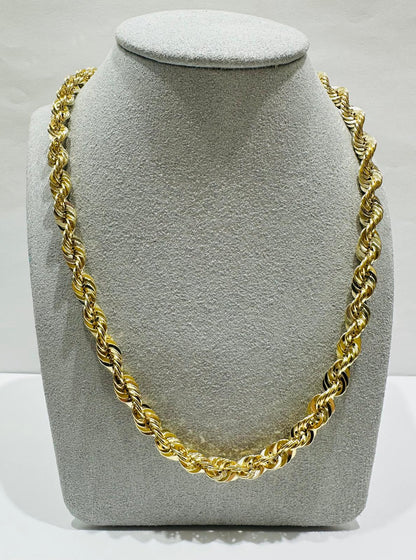 10K GOLD ROPE CHAIN NECKLACE-  27.2gm    20"    7.90mm