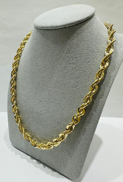 10K GOLD ROPE CHAIN NECKLACE-  27.2gm    20"    7.90mm