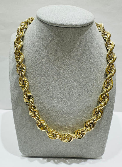 10K GOLD ROPE CHAIN NECKLACE-  36.5gm    22"    9.12mm