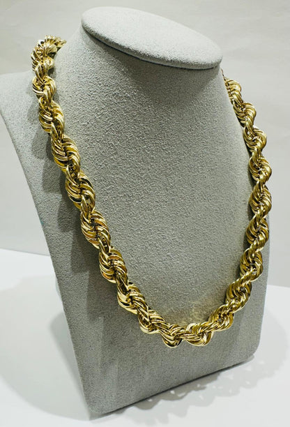 10K GOLD ROPE CHAIN NECKLACE-  36.5gm    22"    9.12mm