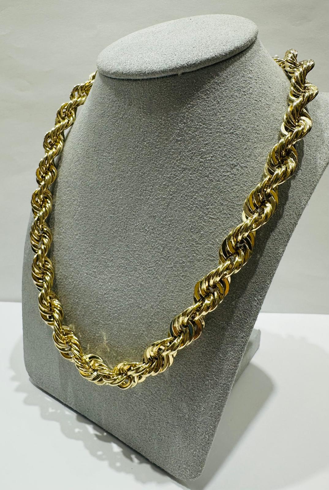 10K GOLD ROPE CHAIN NECKLACE-  36.5gm    22"    9.12mm