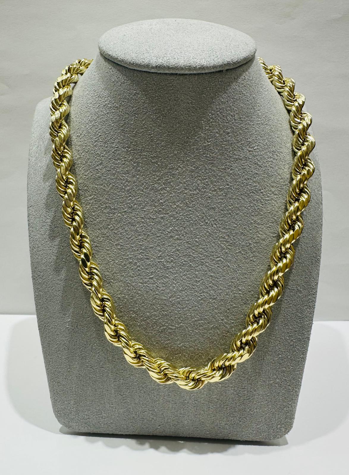 10K GOLD ROPE CHAIN NECKLACE-  24.6gm    24"    6.85mm