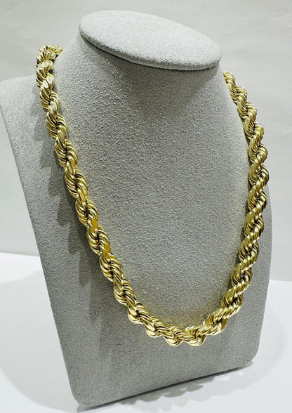10K GOLD ROPE CHAIN NECKLACE-  24.6gm    24"    6.85mm