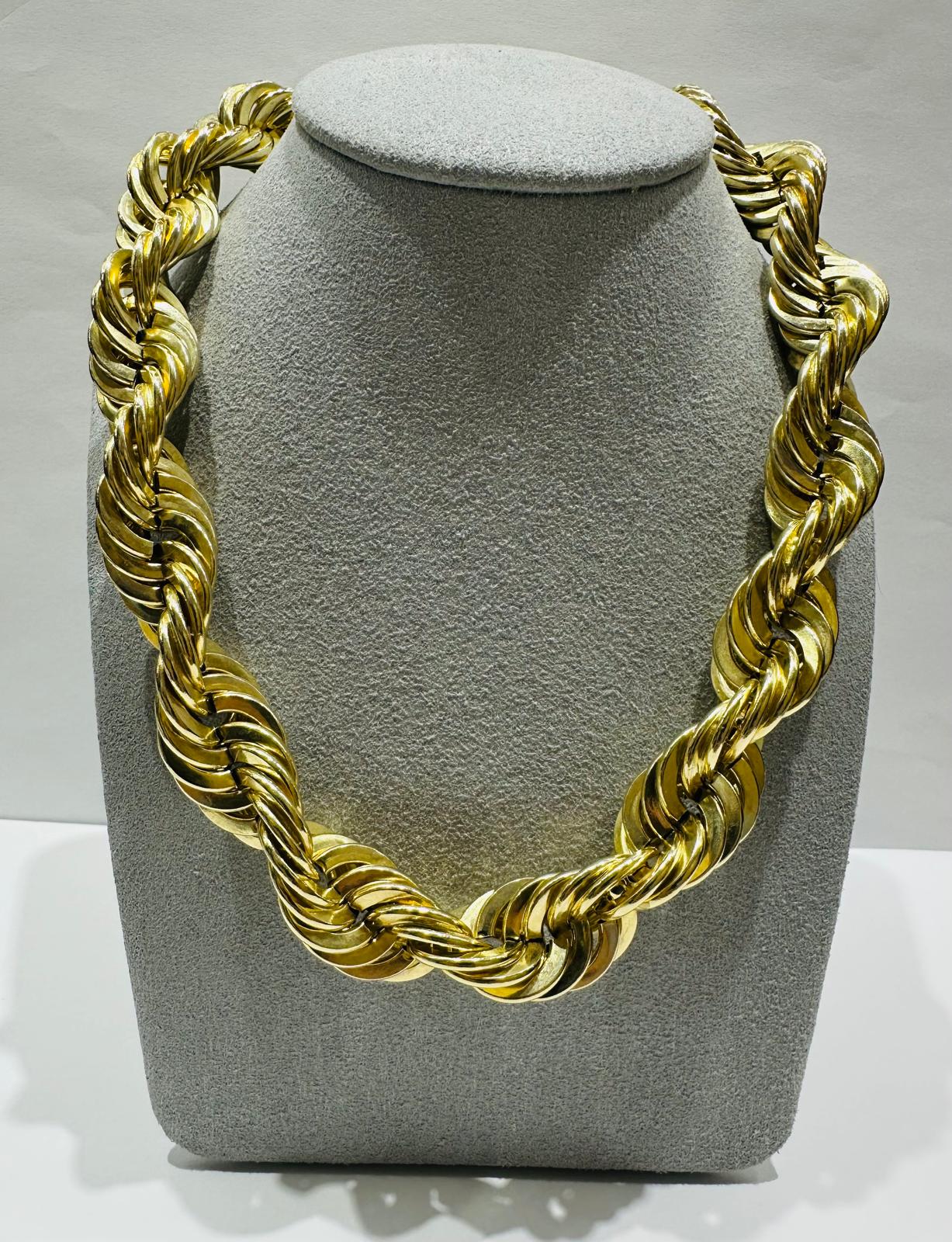 10K GOLD ROPE CHAIN NECKLACE-  61.5gm    22"    14.70mm