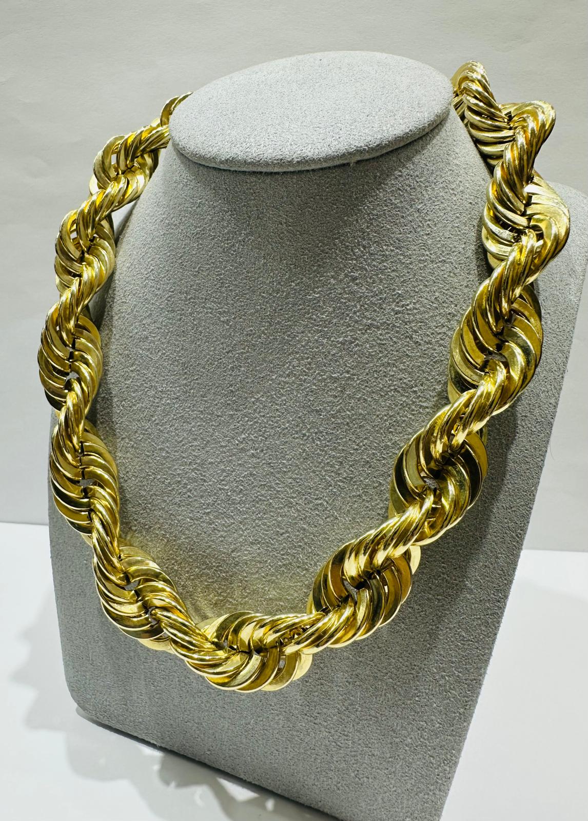 10K GOLD ROPE CHAIN NECKLACE-  61.5gm    22"    14.70mm