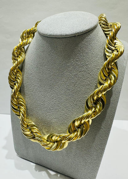 10K GOLD ROPE CHAIN NECKLACE-  61.5gm    22"    14.70mm