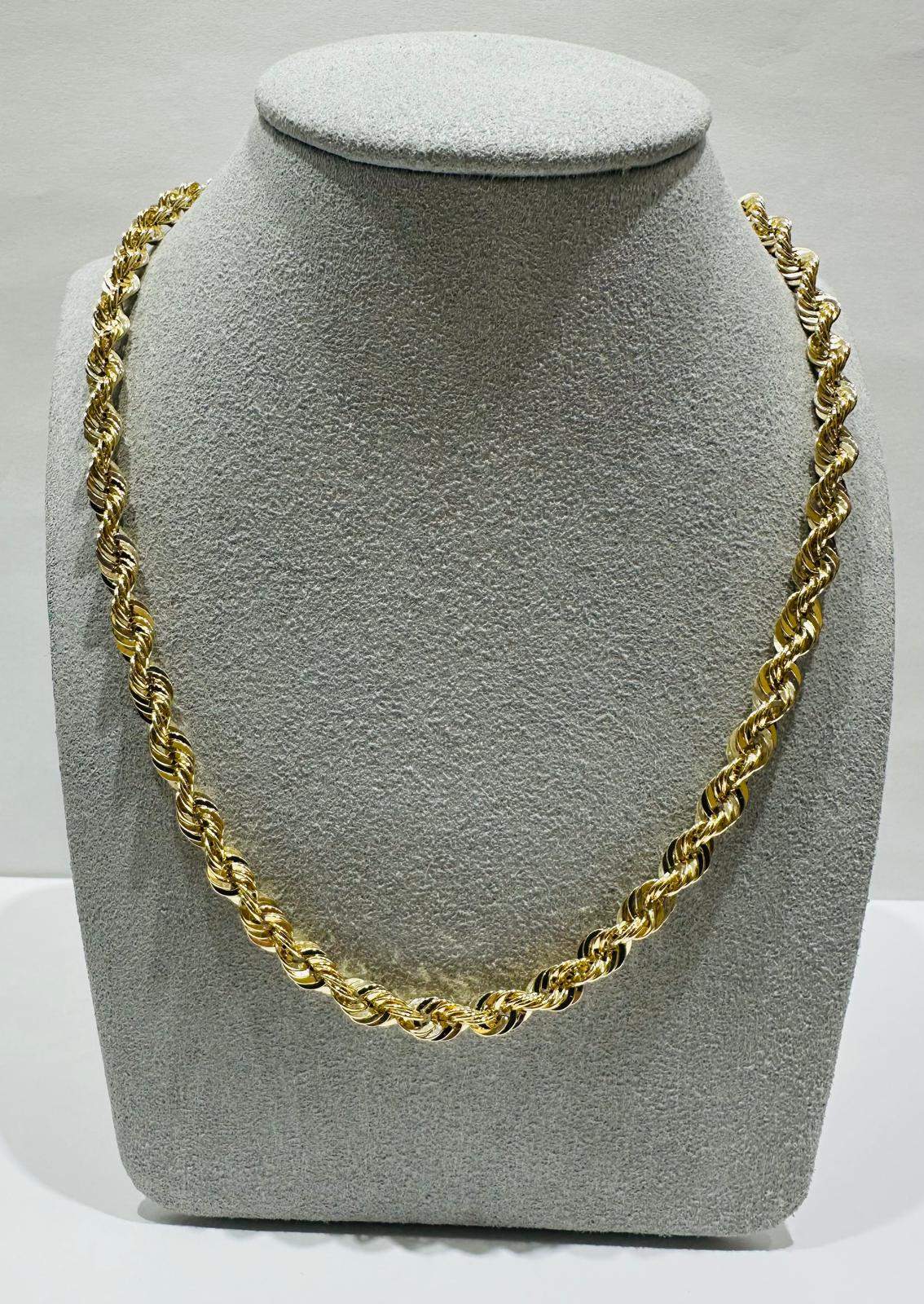 10K GOLD ROPE CHAIN NECKLACE-  14.2gm    24"    4.95mm