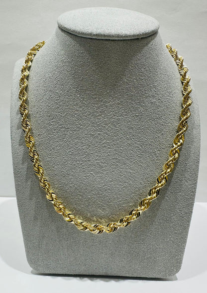 10K GOLD ROPE CHAIN NECKLACE-  14.2gm    24"    4.95mm