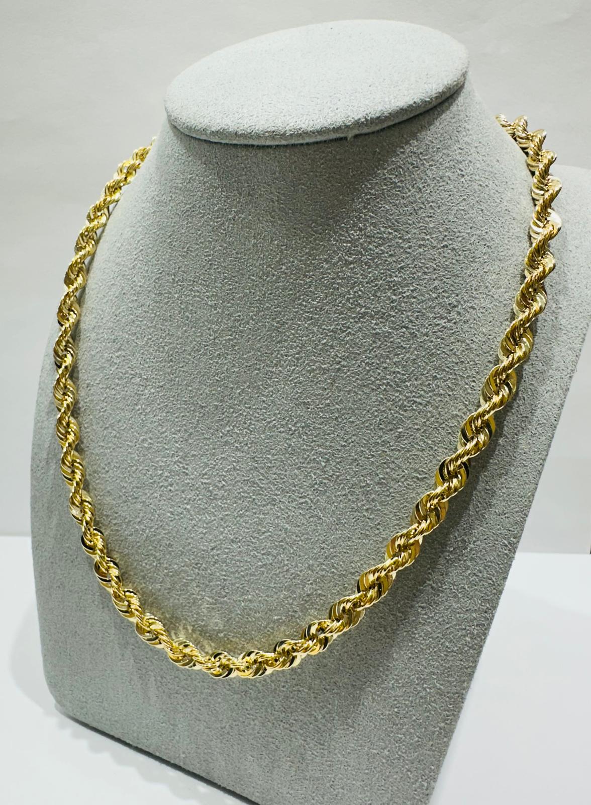 10K GOLD ROPE CHAIN NECKLACE-  14.2gm    24"    4.95mm