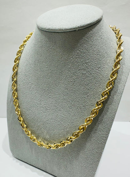 10K GOLD ROPE CHAIN NECKLACE-  14.2gm    24"    4.95mm