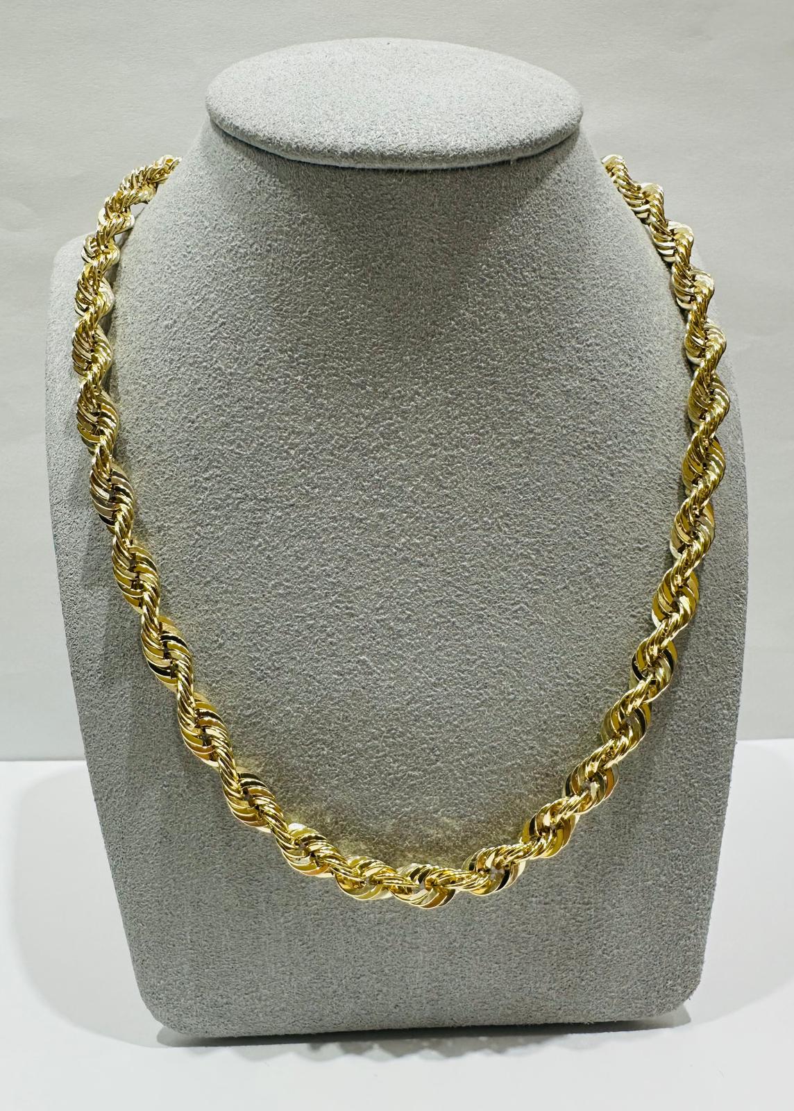 10K GOLD ROPE CHAIN NECKLACE-  20gm    24"    6.15mm