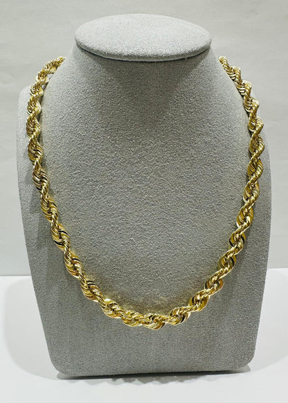 10K GOLD ROPE CHAIN NECKLACE-  20gm    24"    6.15mm