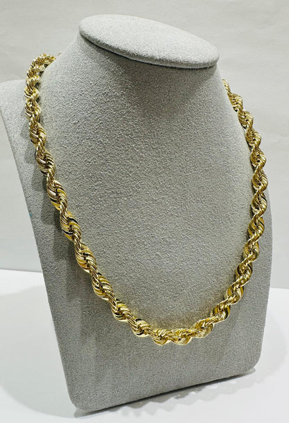 10K GOLD ROPE CHAIN NECKLACE-  20gm    24"    6.15mm
