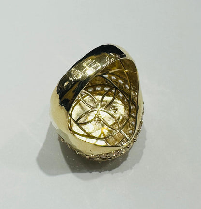 10K GOLD TWO TONED MEDUSA HEAD RING WITH CZ STONES-  5.7gm