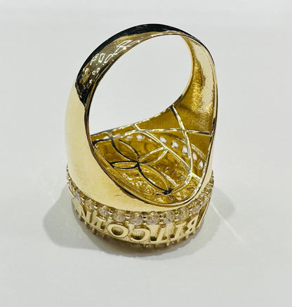 10K GOLD ROUND BITCOIN BAGUETTE RING- 5.4gm
