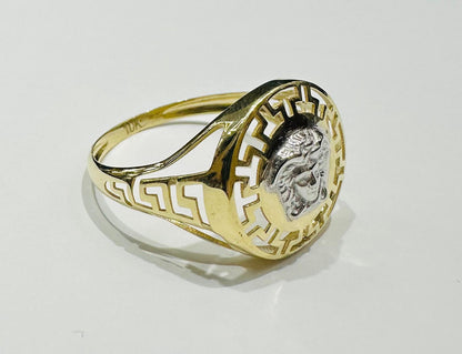 10K GOLD TWO TONED MEDUSA HEAD RING-  1.8gm