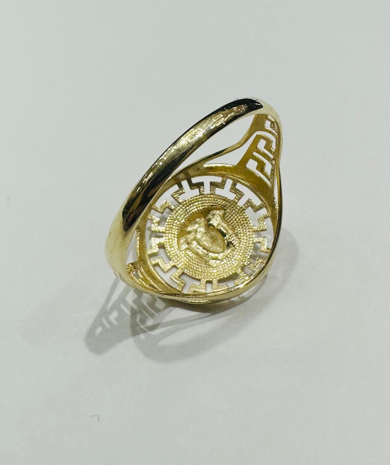 10K GOLD TWO TONED MEDUSA HEAD RING-  1.8gm