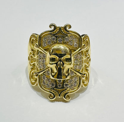 10K GOLD SKULL RING- 7.6gm