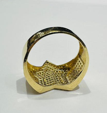 10K GOLD STAR WHITE SAPPHIRE STONE RING- 6.2gm