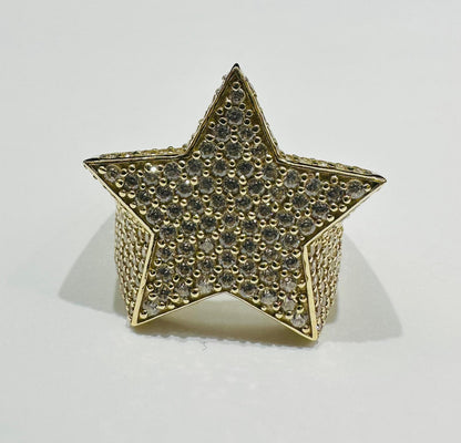 10K GOLD STAR WHITE SAPPHIRE STONE RING- 8.6gm