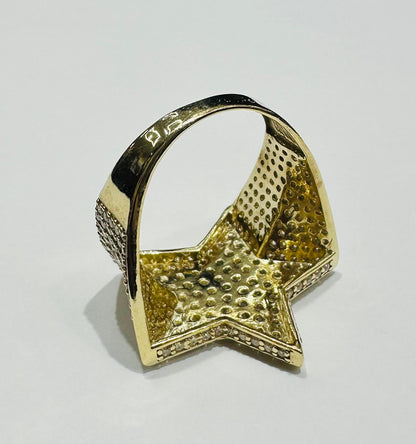 10K GOLD STAR WHITE SAPPHIRE STONE RING- 8.6gm