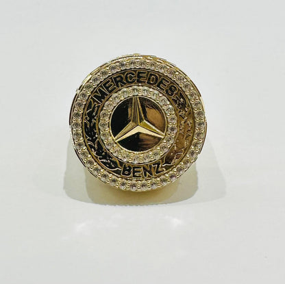 10K GOLD MERCEDES BENZ SAPPHIRE STONE RING- 5.6gm