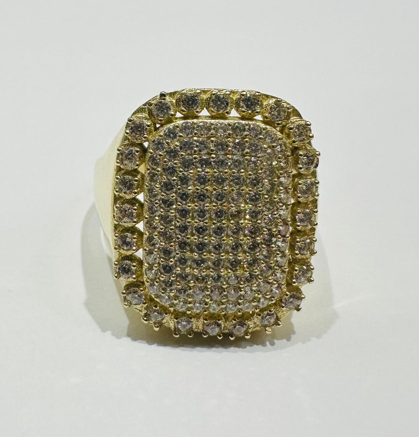 10K GOLD WHITE SAPPHIRE STONE RING- 7.1gm