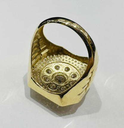 10K GOLD WHITE SAPPHIRE STONE RING- 8.9gm