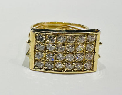 10K GOLD WHITE SAPPHIRE STONE RING- 4.3gm