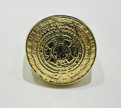 10K GOLD MAYAN CALENDER RING- 8.0gm